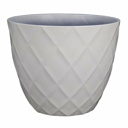 L&G SOLUTIONS 13.5 in. H X 16 in. D Polyresin Diamond Planter White PVD1916PWI